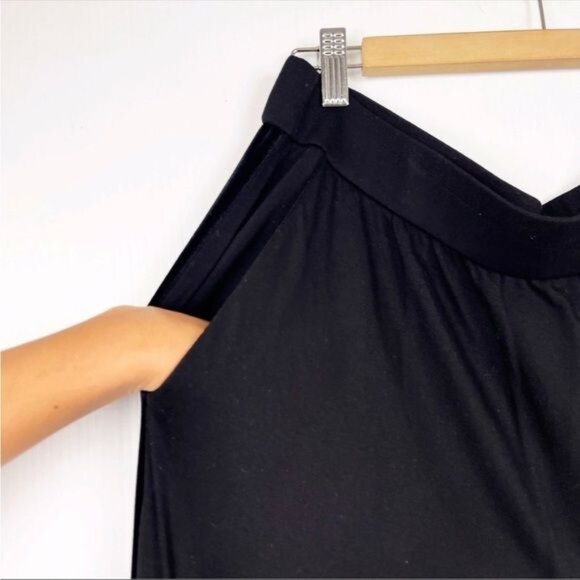 Eileen Fisher Black Tencel Terry Velvet Track Pants & Trim Hoodie set 2 pc Large - Picture 5 of 14